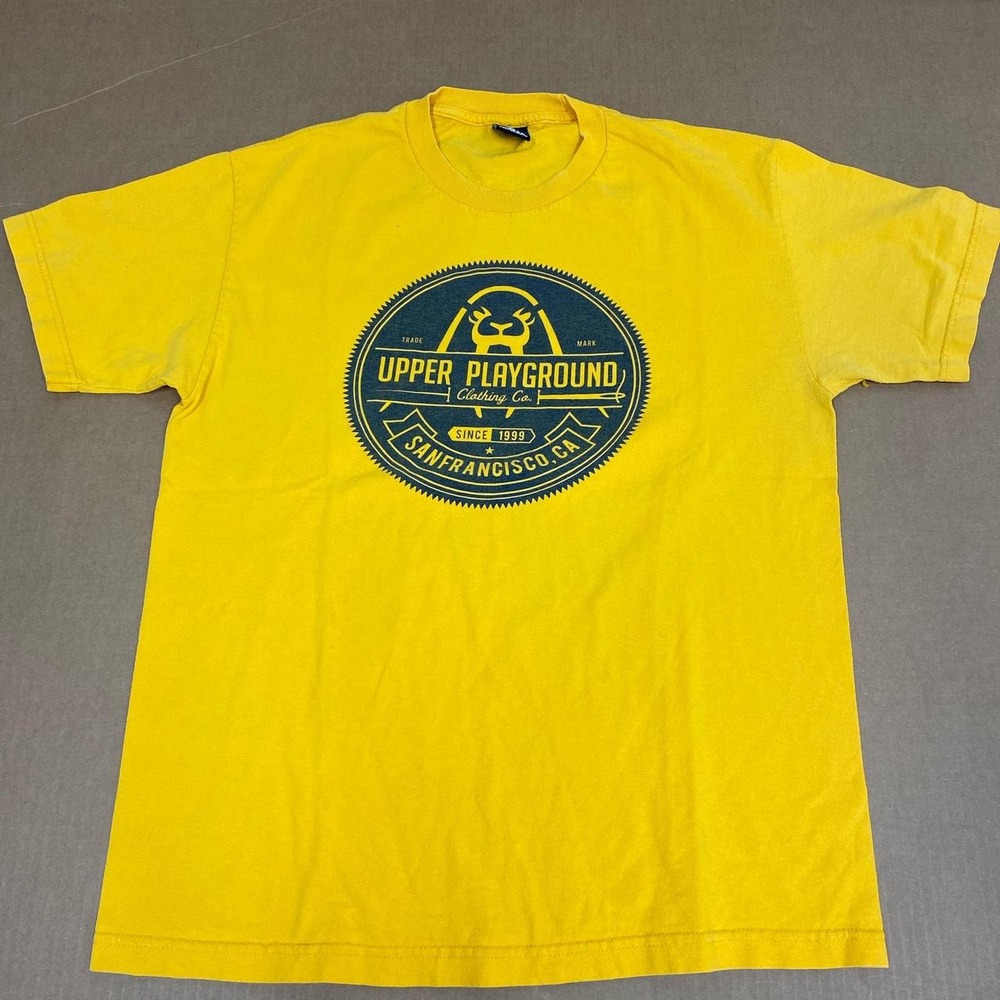 Upper Playground Mens Yellow San Francisco Graphic Logo T-Shirt Size L